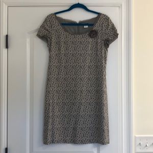 JCrew gray silk polka dot shift dress